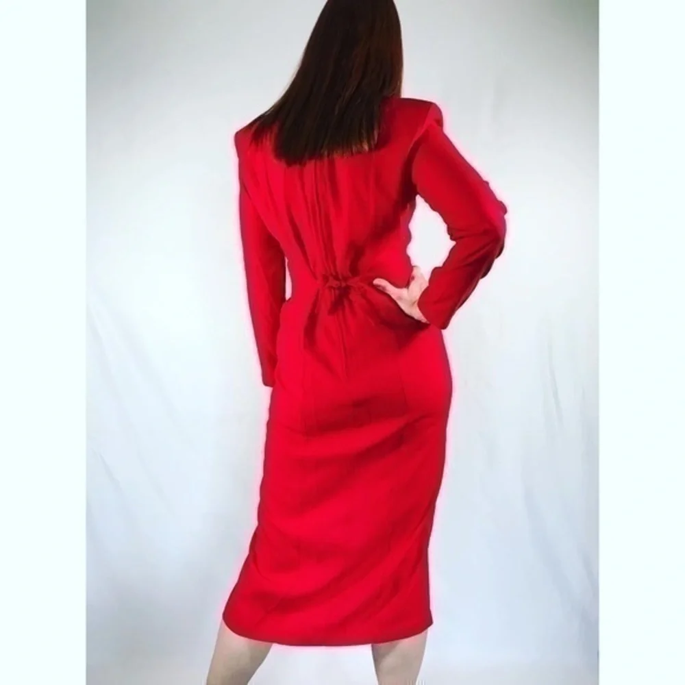 Vintage Nina Piccalino Red Midi Pencil Dress - Picture 5 of 14